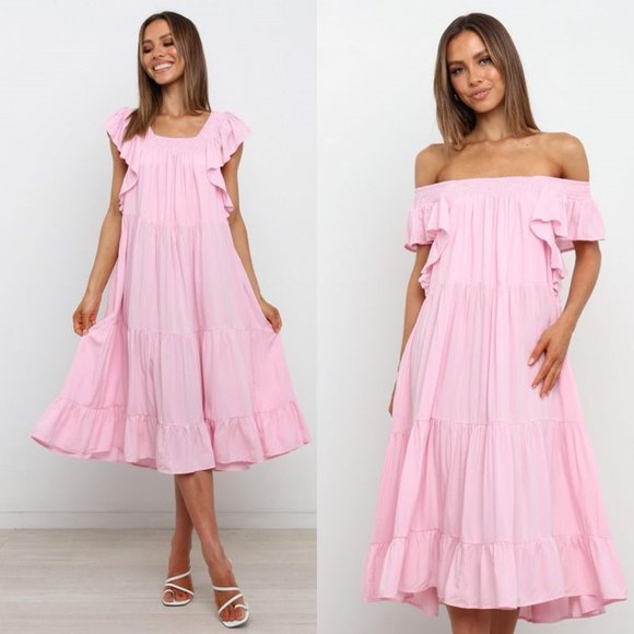 Petal & Pup Dresses & Skirts - Petal & Pup NEW Kacper Tiered Relaxed Fit Convertible Midi Dress Size 4 / Small